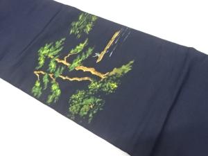 アンティーク　手描き　川下り模様昼夜帯（着用可）